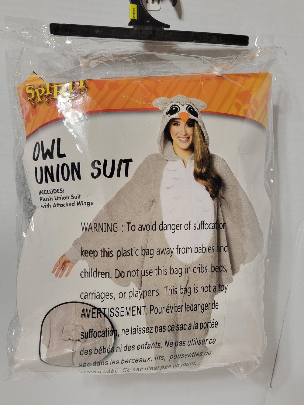 Spirit Halloween Owl Union Suit Adult Medium Plush Costume